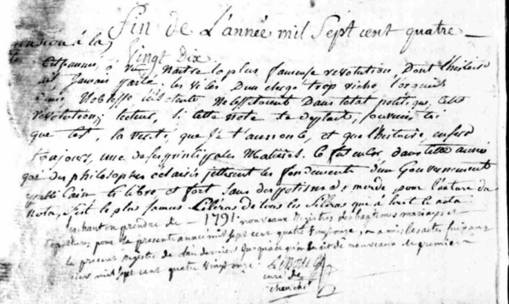 Extrait du registre paroissial de Chauché : « Merde pour l'auteur du nota… ! » Extrait du registre paroissial de Chauché : « Merde pour l'auteur du nota… ! »