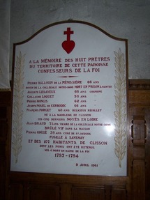 Le martyrologe de Clisson dans l'église Notre-Dame Le martyrologe de Clisson dans l'église Notre-Dame