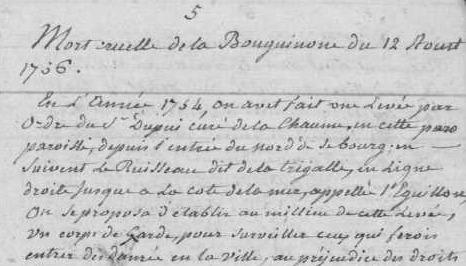 Extrait du manuscrit de Collinet pour l'année 1756 Extrait du manuscrit de Collinet pour l'année 1756