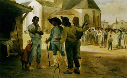 Les Vendéens demandent à Cathelineau de prendre la tête de l'insurrection (1900) par Jean-Hubert Sauzeau (Musée de Niort) Les Vendéens demandent à Cathelineau de prendre la tête de l'insurrection (1900) par Jean-Hubert Sauzeau (Musée de Niort)