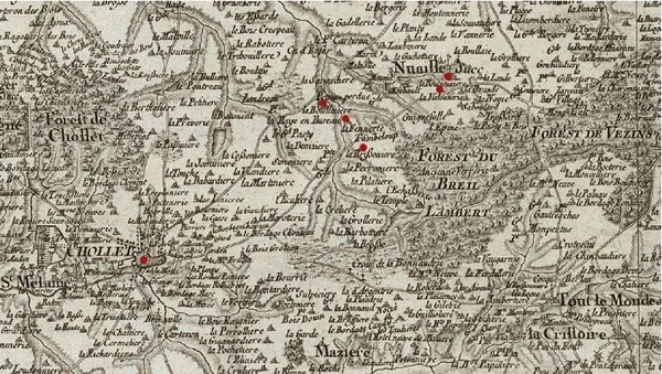 Carte des lieux cités par Deniau Carte des lieux cités par Deniau