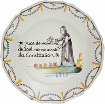 Faïence révolutionnaire de Nevers représentant un ecclésiastique prêtant le serment constitutionnel Faïence révolutionnaire de Nevers représentant un ecclésiastique prêtant le serment constitutionnel