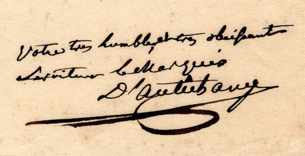 Détail de la lettre autographe de d'Autichamp (lot n°41) Détail de la lettre autographe de d'Autichamp (lot n°41)