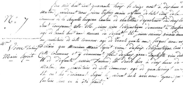 Acte de décès de M. Vion-Dubois Acte de décès de M. Vion-Dubois