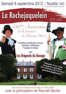 Samedi 8 septembre rendez-vous pour le 240e Anniversaire d'Henri de La Rochejaquelein Samedi 8 septembre rendez-vous pour le 240e Anniversaire d'Henri de La Rochejaquelein