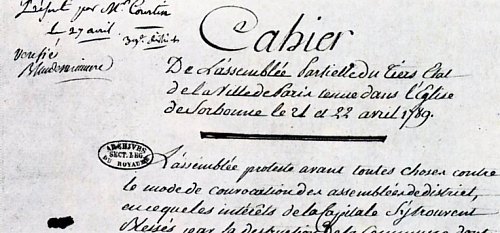 Cahiers de Doléances de 1789 Cahiers de Doléances de 1789