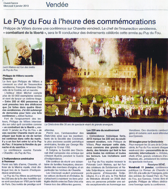 Philippe de Villiers dédicace son « Charette » ce soir au Puy du Fou (+ quelques secrets pour 2013) Philippe de Villiers dédicace son « Charette » ce soir au Puy du Fou (+ quelques secrets pour 2013)