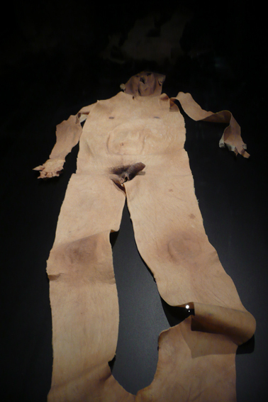 photo  d'une peau humaine tannée, lors de l'exposition intitulée "Our Body", et qui s'est tenu à Lyon il y a quelques années de cela... Reproduction interdite. Cliché Amaury Guitard. photo  d'une peau humaine tannée, lors de l'exposition intitulée "Our Body", et qui s'est tenu à Lyon il y a quelques années de cela... Reproduction interdite. Cliché Amaury Guitard.