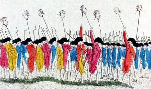 « C’est ainsi que l’on se venge des traîtres ». Gravure de 1789 représentant notamment les têtes de Flesselles et de Launay au bout d’une pique « C’est ainsi que l’on se venge des traîtres ». Gravure de 1789 représentant notamment les têtes de Flesselles et de Launay au bout d’une pique