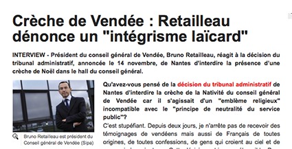 JDD : Crèche de Vendée « Retailleau dénonce un "intégrisme laïcard" » JDD : Crèche de Vendée « Retailleau dénonce un "intégrisme laïcard" »